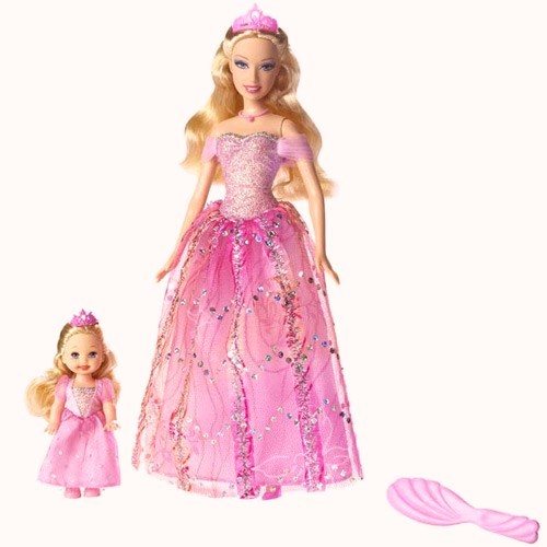 Barbie princezna + Shelly princeznička + kartáč
